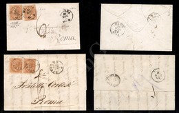 Due Lettere Per Roma Da Modena E Livorno Del 1864  Affrancate Per 20 Cent Con Due 10 Cent De La Rue (17) E Tassate In Ar - Autres & Non Classés
