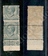 1906 - 5 Cent (81nc/81nca) - Con Dentellatura Orizzontale Spostata - Coppia Bordo Di Foglio (750+++) - Sonstige & Ohne Zuordnung