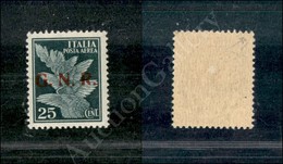1943 - GNR Brescia - 25 Cent (117/II - Aerea) - Gomma Integra - Molto Bello - Diena + Cert. AG (15.000) - Lombardo-Vénétie