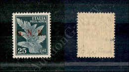 1943 - GNR Brescia - 25 Cent (117/III - Aerea) - Gomma Integra - Molto Bello - Cert. AG (15.000) - Lombardo-Vénétie