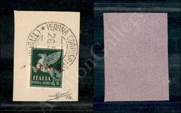 1944 - GNR Verona - 5 Lire (123 - Aerea) Su Frammento - Sorani + Oliva (700) - Lombardo-Venetien