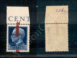 1944 - Firenze - 1,25 Lire (495/Ipl) Con Soprastampa Spostata In Senso Verticale - Bordo Foglio - Gomma Integra - Cert. - Lombardo-Venetien