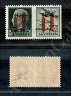 1944 - 25 Cent Aviazione (51Ab - Propaganda) Con Doppi Fasci Diritti E Capovolti - Gomma Integra - Cert. AG (1.000) - Lombardo-Vénétie