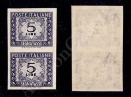 1947 - Coppia Del 5 Lire (III/IIb - Segnatasse) Non Dentellata - Gomma Integra (600) - Lombardo-Vénétie