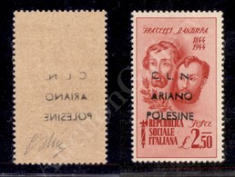 1945 - 2,50 Lire Fratelli Bandiera (CEI 46) Con Decalco Della Soprastampa (Errani Aa) - Gomma Integra - Andere & Zonder Classificatie