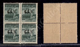 1945 - Quartina Del 25 Cent (CEI 23) Con Soprastampe Spostate - Gomma Integra - Cert. Raybaudi - Sonstige & Ohne Zuordnung