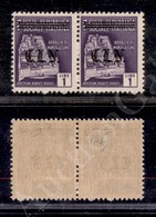 1945 - Coppia Del 1 Lira (CEI 28A) Con Sbarra Spezzata (Errani 11A+11Af) - Gomma Integra - Cert. Raybaudi - Autres & Non Classés