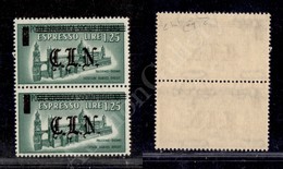 1945 - Coppia 1,25 Lire Espressi (CEI 31) Con N Unita Al Punto Nell'esemplare Superiore (Errani 17+17g) - Gomma Integra - Autres & Non Classés