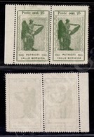 1945 - Coppia Bordo Foglio Del 25 Cent Vittoria (11bb+11) Con Filigrana Lettere - Senza Gomma (370+) - Autres & Non Classés