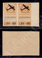 1946 - Coppia Del 25 Lire + 100 (3a) Non Dentellata Bordo  Foglio - Gomma Integra - Lombardo-Vénétie