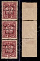 1918 - Striscia Di Tre Del 10 Heller (4/4l/4m) Con Virgola Dopo XI (Pos.18) + I Senza Punto (Pos.28) + Italla (Pos.38) - - Autres & Non Classés