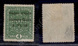 1918 - 4 Kronen Verde Scuro (17) - Nuovo Con Gomma - Cert. AG (1.400) - Autres & Non Classés