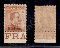 Nisiro - 1921/22 - 20 Cent Arancio (11) Filigrana Corona -  Bordo Foglio - Gomma Integra (400+) - Andere & Zonder Classificatie