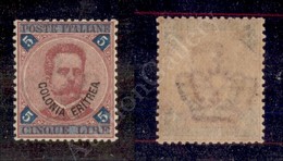 1893 - 5 Lire Carminio E Azzurro (11) - Ottimamente Centrato - Gomma Integra - Molto Bello - Diena (4.500) - Autres & Non Classés