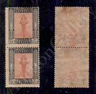 1921 - Coppia Del 10 Cent (24Z) Con Decalco Della Statua   Spostato A Cavallo - Gomma Integra (800++) - Autres & Non Classés
