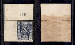 1924 - 60 Cent (42n) Non Dentellato A Sinistra - Angolo Di Foglio Con Numero Di Tavola - Gomma Integra - Ottima Centratu - Otros & Sin Clasificación