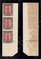 1924 - Striscia Di Tre 10 Cent (47k/47ala) Non Dentellato Su Due Esemplari E Solo Dentellatura Orizzontale Sul Terzo - G - Andere & Zonder Classificatie