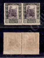 1925 - Coppia Orizzontale Del 55 Cent (52f) Dentellato 14x13 E Con Centro Spostato - Gomma Integra - Cert. AG (4.800+) - Andere & Zonder Classificatie