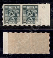 1926 - Coppia Del 20 Cent Sibilla (54g) Non Dentellata Al Centro E A Destra - Bordo Foglio - Gomma Integra - Diena - Andere & Zonder Classificatie