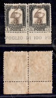 1926 - Coppia Del 1 Cent (58) Con Spazio Tipografico (grigio) Verticale Al Centro Sulla Dentellatura - Bordo Foglio - Go - Andere & Zonder Classificatie