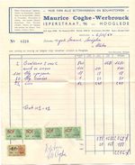 Factuur Facture - Bouwstoffen Maurice Coghe - Werbrouck - Hooglede 1955 - Petits Métiers