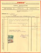 Factuur Facture - Koelinrichtingen Siberia - Firma Jonckheere - Beveren Roeselare 1956 - Ambachten