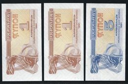 UCRAINA - 1991 - 3 Banconote Da 1 E 5 K. - FDS - Lotto N. 30 - Ucraina