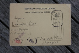 Carte Postale Service Of Prisoners Of War Bombay Pour Città Della Pieve 1943 - Sonstige & Ohne Zuordnung