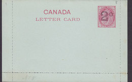 Canada Postal Stationery Ganzsache Entier 3c./2c. Victoria Lettercard Provisorium Unused - 1860-1899 Reinado De Victoria