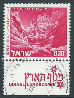 1971-74 ISRAELE USATO VEDUTE DI ISRAELE 30 A CON APPENDICE - T16-3 - Used Stamps (with Tabs)