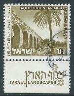 1971-74 ISRAELE USATO VEDUTE DI ISRAELE 1,10 L CON APPENDICE - T16-3 - Used Stamps (with Tabs)