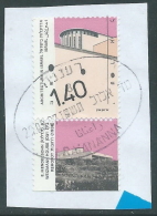 1997 ISRAELE USATO ARCHITETTURA 1,40 S BANDA FOSFORO SX CON APPENDICE - T16-9 - Used Stamps (with Tabs)