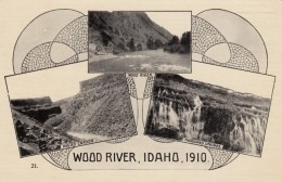 Wood River Idaho, Multi-view Images Waterfall River Canon, C1910 Vintage Oregon Trail Postcard - Autres & Non Classés