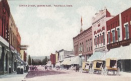 Pocatello Idaho, Center Street Scene, Wagons Business District, C1900s Vintage Postcard - Pocatello