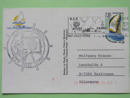 France 1992 Special Postcard From Ship B.A.P. Jules Verne To Germany - Sailing Ship - Ungebraucht