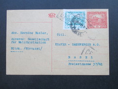 Slovakei / Tschechoslowakei 1920 GA Mit Zusatzfrankatur. Zensurpost / Censura. Nitra - Basel Schweiz. Malzfabrikation - Storia Postale