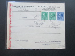 Bulgarien 1943 Zensurpost / Mehrfachzensur. Rustchuk - Cilli / Celje Slowenien Untersteiermark. Luftpost - Storia Postale