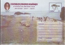 64745- BELGICA ANTARCTIC EXPEDITION, E. RACOVITA, SHIP, SEAL, PENGUIN, INSECT, COVER STATIONERY, 1999, ROMANIA - Spedizioni Antartiche