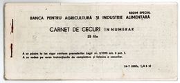 Romania, 1991, Vintage Bank Checkbook, Bank For Agriculture And Food Industry - Assegni & Assegni Di Viaggio