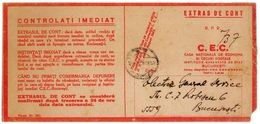 Romania, 1948, Vintage Account Statement Envelope, Romanian Savings Bank - CEC - Schecks  Und Reiseschecks