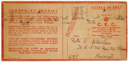 Romania, 1947, Vintage Account Statement Envelope, Romanian Savings Bank - CEC - Assegni & Assegni Di Viaggio