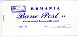 Romania, 1994, Vintage Bank Checkbook / Term Savings Book - Banc Post - Chèques & Chèques De Voyage