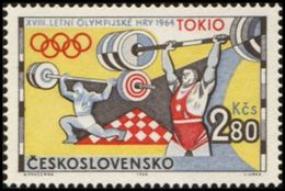 Czechoslovakia / Stamps (1964) 1399: XVIII. Summer Olympics Tokyo 1964 (weight-lifting); Painter: Anna Podzemna - Weightlifting