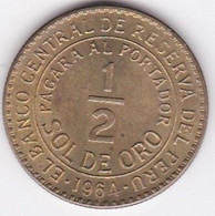 Perou 1/2 Sol De Oro 1964, En Laiton  KM# 220 - Perú