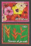 FRENCH POLYNESIA 2007 FLOWERS HIBISCUS BIRD OF PARADISE SET MNH - Unused Stamps
