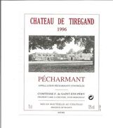 Etiquette De VIN FRANCAIS - PECHARMANT " Chateau De Tiregand - Contesse De Saint Exupéry" 1996 - Bergerac