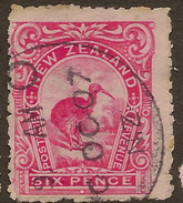 NZ 1889 6d Kiwi Small P14 SG 376 U #AAT164 - Used Stamps