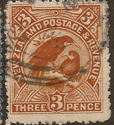 NZ 1889 3d Huias Small P14 SG 375 U #AAT163 - Used Stamps