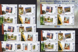 Se-tenants Lettland 656/9,4x ZD,VB+Bl.21 ** 12€ 50 Jahre CEPT 2006 Philatelic Blocs Stamps On Stamp Sheet Bf EUROPA - Colecciones