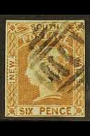 NEW SOUTH WALES  1852-53 6d Yellow Brown, SG 74, Four Clear To Good Margin And Neat Barred Oval Cancel. For More Images, - Other & Unclassified